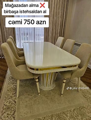 mdf panel: Qonaq otağı üçün, Yeni, Açılmayan, Oval masa, 6 stul — 1