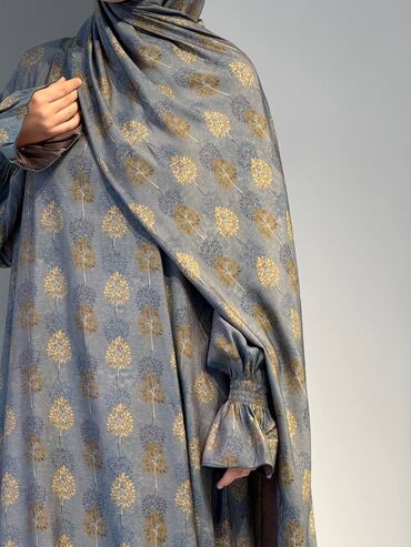 Повседневные платья: Абая с хиджабом из мягкой струящейся ткани с благородным сатиновым — 5