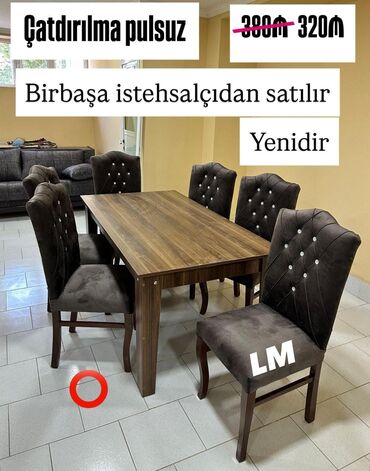 metbex stol stul desti: Qonaq otağı üçün, Yeni, 6 stul