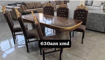 60 70 masa: Qonaq otağı üçün, Yeni, Açılmayan, Dördbucaq masa, 8 stul — 1