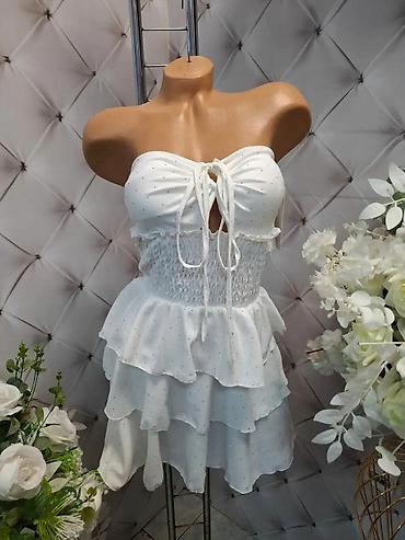 cos: 🤍✨ LUKSUZNA BELA MINI HALJINICA SA SHIMMER DETALJIMA I VOLANIMA ✨🤍 — 1