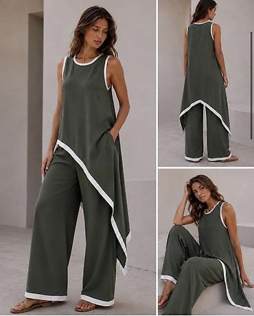 bele torbe: Zenski komplet bez rukava – asimetrična tunika i široke pantalone 2999 — 6
