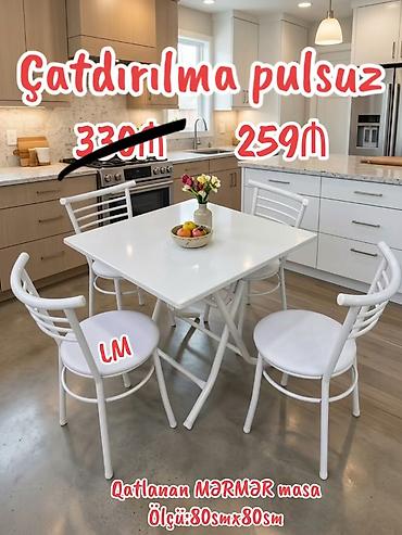 Yeni Mərmər masa dəsti📌 Qatlanan masa+4 stul 📌 Qiymət: 259₼ lalafo.az -da Yeni Mərmər masa dəsti📌 Qatlanan masa+4 stul 📌 Qiymət: 259₼