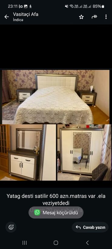 Sifarişlə masa və oturacaq dəstləri: Yatag desti satilir 600 azn.matras var .ela veziyetdedi Unvan 20 cu