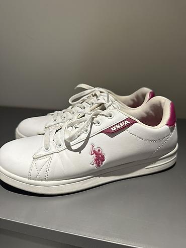 polo assn: USPA qadın/yeniyetmə ayaqqabısı – ağ rəng, çəhrayı detallı Original — 1