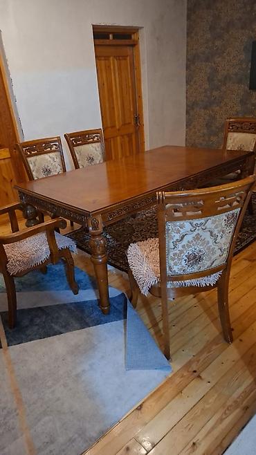 aile: Klassik üslubda yemək otağı dəsti - Tərkib: düzbucaqlı masa + 6 stul — 2