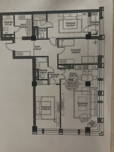 квартир 1 комнатный: Строится, Элитка, 4 комнаты, 129 м²