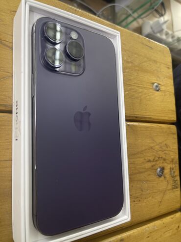 Apple iPhone: IPhone 14 Pro Max, 128 ГБ, Deep Purple, Защитное стекло, Чехол, Коробка, 89 %