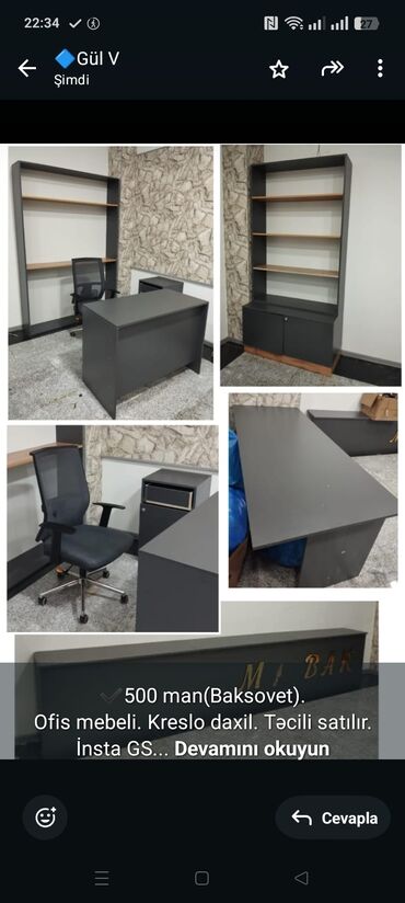 Mətbəx mebeli: ✔️500 man(Baksovet). Ofis mebeli. Kreslo daxil. Təcili satılır. İnsta