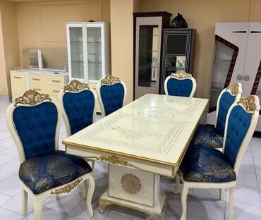 Masa və oturacaq dəstləri: Qonaq otağı üçün, Yeni, Açılmayan, Dördbucaq masa, 6 stul — 23