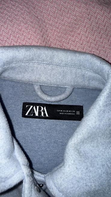 оверсайз куртка: Серая укороченная рубашка-куртка ZARA (размер: M, указано на ярлыке — 2