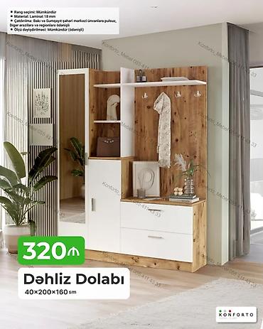 Dəhliz dolabı – 40×200×160 sm - Material: 18 mm laminat - Rəng