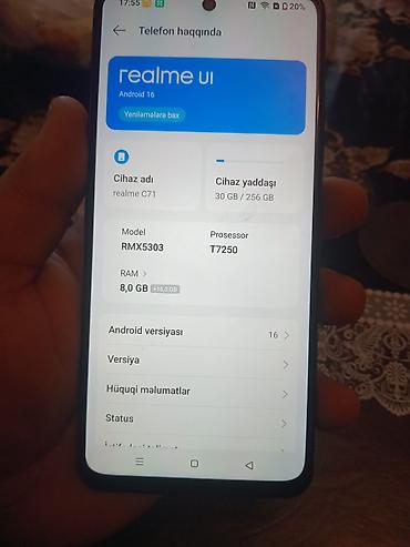 mi 15 ultra: Realme 256 GB, rəng - Yaşıl, Barmaq izi — 10
