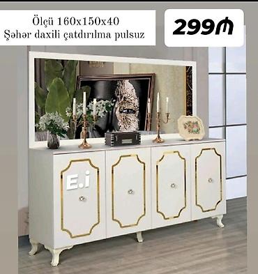 bufet bileceri: Ayna çərçivəli, klassik dizaynlı kredenza (bufet) - Ölçü: 160 x 150 x — 1