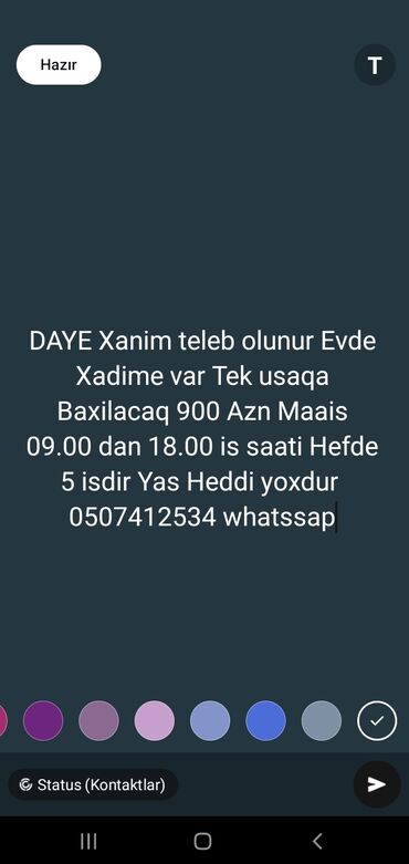 28 may iş elanları: Dayə tələb olunur, İstənilən yaş, 1-2 illik təcrübə, 1/1
