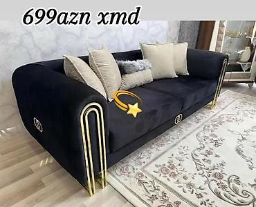 duz divan: Qara rəngdə, modern dizaynlı 3 nəfərlik divan. - Yumşaq, məxməri — 1
