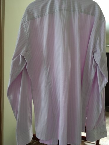 Košulje: Muška košulja br. 44, bela sa diskretnim nežno roze prugicama, dug — 3