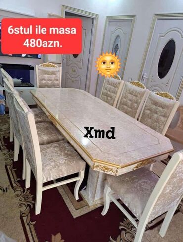 ev üçün stol: Dördbucaq masa, Qonaq otağı üçün, 6 nəfər