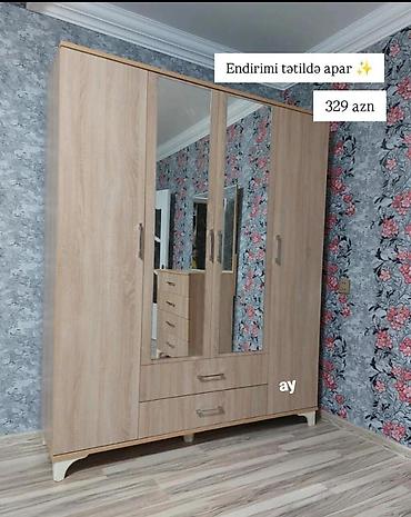Dolablar: Mebel: 4 qapılı paltar şkafı Material: Açıq palıd rəngli — 1