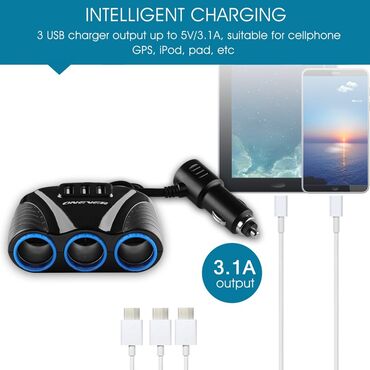 Auto oprema: Spliter Auto upaljac 12V-24V - 120W, USB 3 izlaza Auto soket Adapter — 9