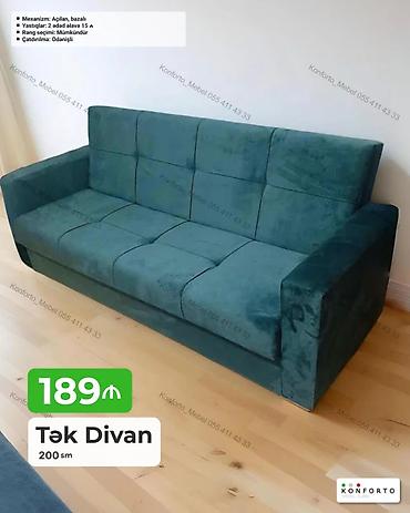 ucuz divanar: Tək Divan – 200 sm - Açılan, bazalı mexanizm - Rəng seçimi mümkündür — 1