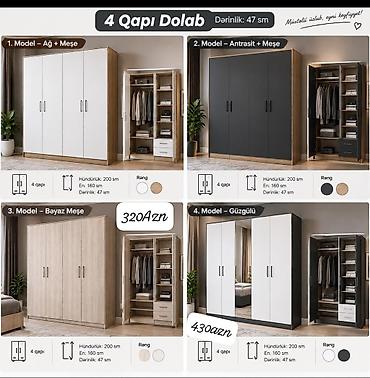 Yeni, 4 qapılı, Siyirməli, Ağ, Açılan, Düz dolab lalafo.az -da Yeni, 4 qapılı, Siyirməli, Ağ, Açılan, Düz dolab