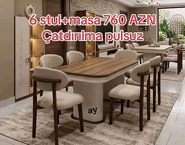 Yemək dəsti – 6 stul + masa - Komplekt: 1 ədəd yemək masası və 6 ədəd lalafo.az -da Yemək dəsti – 6 stul + masa - Komplekt: 1 ədəd yemək masası və 6 ədəd