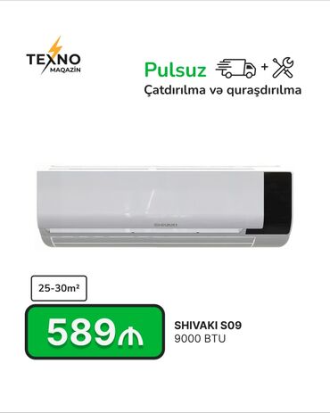 s23 ikinci el: Kondisioner Shivaki, 20-25 kv. m, Split sistem, Kredit yoxdur, Pulsuz quraşdırılma