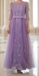 Ziyafət donları: Bənövşəyi rəngdə zərif ziyafət/libas paltarı. - Model: A-kəsim, ətəyi — 8