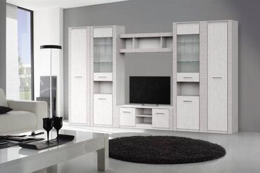 мебель белая: Гарнитур для зала, Шкаф, Тумба под ТВ, цвет - Белый, В рассрочку, Новый
