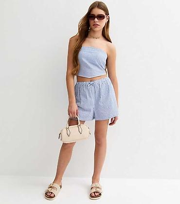 sortlar: İki hissəli yay dəsti – mavi-ağ zolaqlı - Komplekt: strapless top + — 1