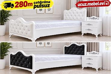 Klassik üslubda tək nəfərlik çarpayı və tumbadır. Ağ rəngli korpus