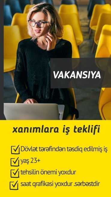 Otel, kafe, restoranlar: Vakansiya: Onlayn biznes və evdən işləmə imkanı (xanımlar üçün)