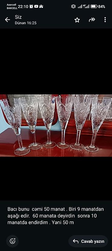 Digər süfrə qabları: Kolleksiya şüşə/xrustal qablar toplusu hamısı rus xurustalıdı. - 6 — 1