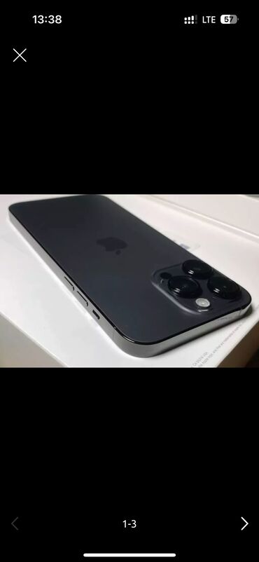 айфон кытай: IPhone 14 Pro, Колдонулган, 256 ГБ, Black Titanium, Каптама, Куту, 71 %