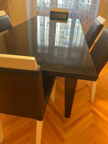 Masa və oturacaq dəstləri: Qonaq otağı üçün, Yeni, Açılan, Dördbucaq masa, 6 stul