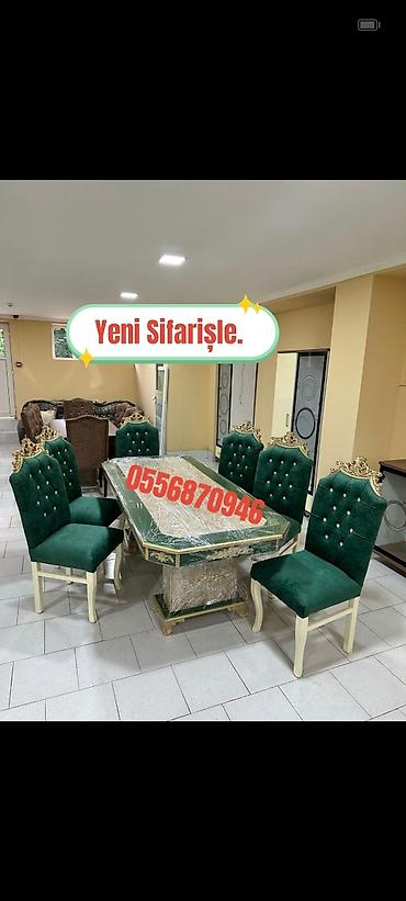 taxt tumba: Qonaq otağı üçün, Yeni, Açılmayan, Dördbucaq masa, 6 stul — 9
