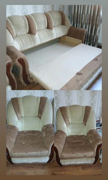 2 kreslo 2 servant və 1 açılan bazalı divan cəmi 140 manata