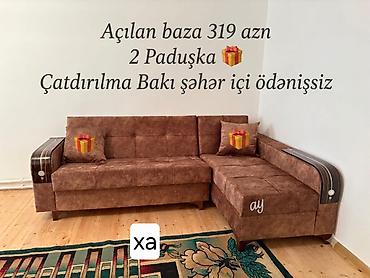 Divanlar: Künc divan – açılan baza funksiyalı. - Rəng: qəhvəyi - Material — 1