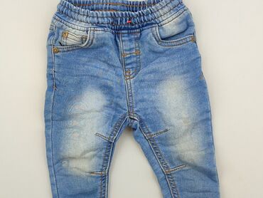 jeansy z wysokim stanem luźne: Denim pants, 6-9 months, condition - Good