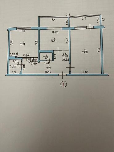 Батирлерди сатуу: 2 бөлмө, 53 м², 7-мкр 106-серия, 1 кабат, Косметикалык оңдоо — 10