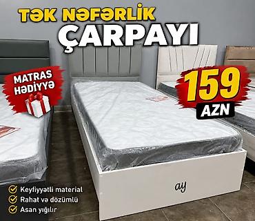 tek çarpayı: Tək nəfərlik çarpayı – 159 AZN Xüsusiyyətlər: - Ölçü: tək nəfərlik - — 1
