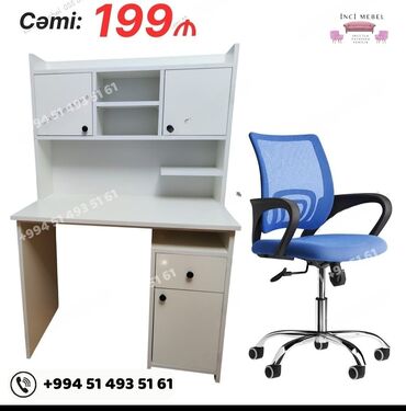 Sifarişlə çarpayılar: Oğlan və qız üçün, Yeni, Siyirməli, Yazı masası, Stullar ilə
