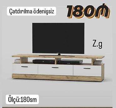 dəmir ağacı: TV altlığı – ölçü: 180 sm - Rəng/üslub: ağ və təbii ağac tonlarının — 1