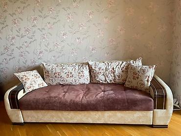 Mebel: İşlənmiş, Divan-kravat, 2 kreslo, Jurnal masası, Bazalı, Açılan — 1