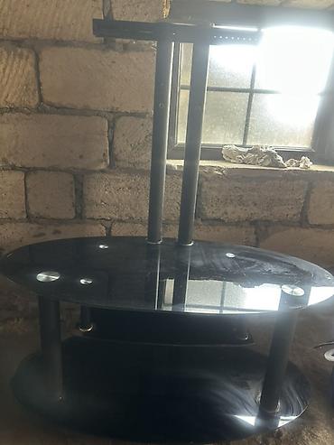 divar rəf: Şüşə TV stendi və divar/dirək asqılı montaj sistemi - Oval formalı — 2