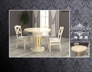 купить круглый стеклянный стол на кухню: Metbex Oval MDF masa ( Açilmayan ) Fabrik istehsalı mebellərin topdan