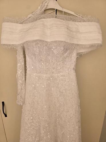 Toy paltarları və aksesuarları: Ağ gəlinlik – zərif krujeva və payet işləməli - Model: “off-shoulder” — 5
