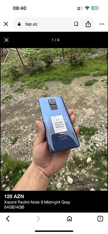 samsung 50 s: Redmi Note 9, 64 GB, rəng - Mavi, Barmaq izi, Face ID, İki sim kartlı — 1
