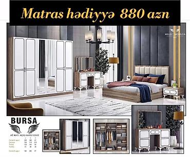 tum: Bursa yataq otağı dəsti – Ağ mat/aciq həvəlli ceviz rəng kombinasiyası — 1